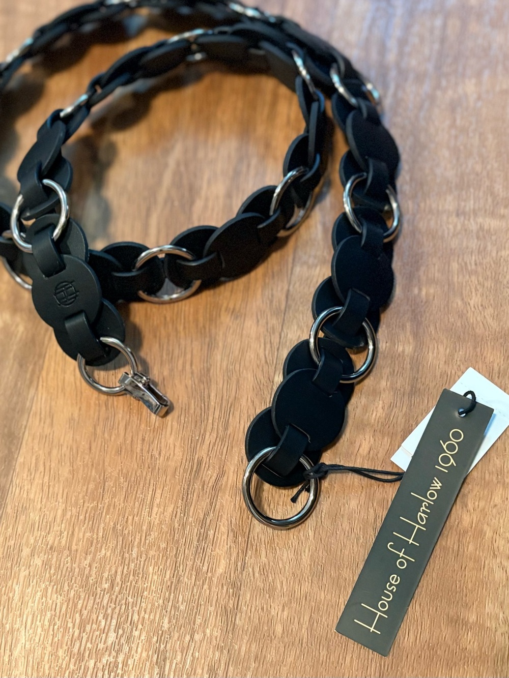 House of Harlow 1960 Circle Link Belt Black & Silver Size 
L/XL NWT